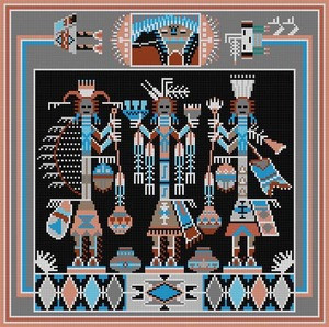 I-064 Yei Figures12 Mesh 141⁄4 x 141⁄4 Treglown Designs