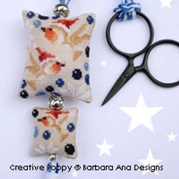 YT Christmas Robins Scissor fob Barbara Ana Patterns