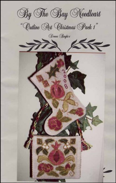 YT Outline Art Christmas Pack 1 stocking 74 x 95 and pocket 68 x 68 By the Bay Needleart