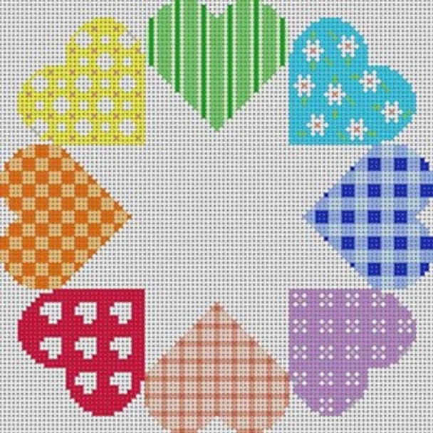 TG-M115 Pastel Heart Wreath 14 Mesh 71⁄4x71⁄4 Trish Gunning Treglown Designs