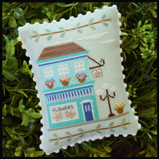 Main Street Flower Shop 59w x 83h Country Cottage Needleworks 17-1551