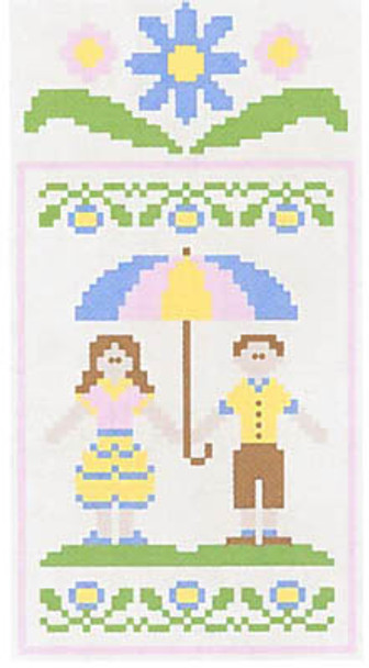 Spring Social 2-Springtime Couple (w/thread) 47w x 90h Country Cottage Needleworks 12-2304