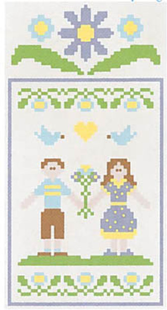 Spring Social 4-Lovebird Couple (w/thread) 47w x 90h Country Cottage Needleworks 12-2306
