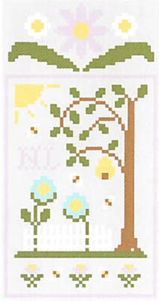 Spring Social 5-Honeybee Garden (w/thread) 47w x 90h Country Cottage Needleworks 12-2307