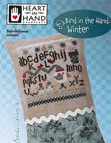 Bird In The Hand - Winter (w/embellishment)  60w x 60h Heart In Hand Needleart  18-1419