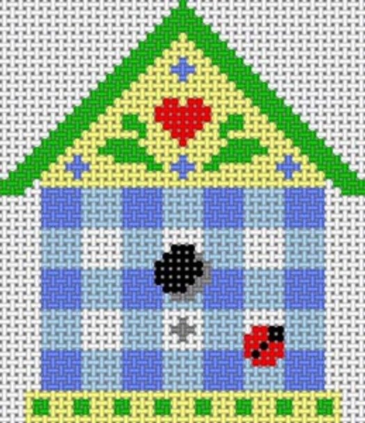 TG-M554 Blue Plaid Birdhouse 10 Mesh 4 1/2 x 5 Trish Gunning Treglown Designs