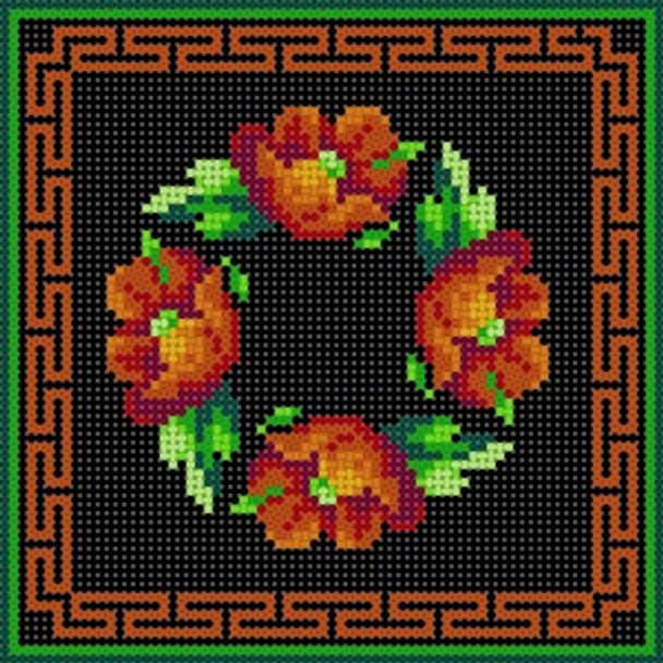 X-081 Poppies Wreath 12 Mesh 6x6 Treglown Designs