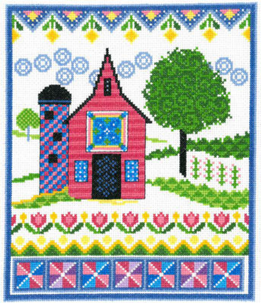 Barn With Spring Quilts 117w x 139h Imaginating 18-2805 YT