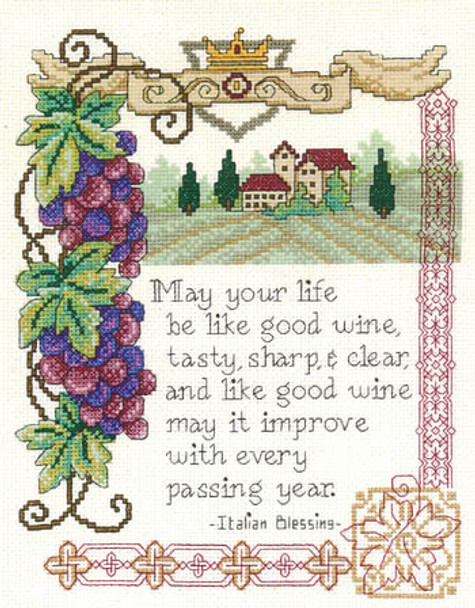 Italian Blessing Designed by Diane Arthurs. Stitch count 112h X 140v Imaginating 09-1556