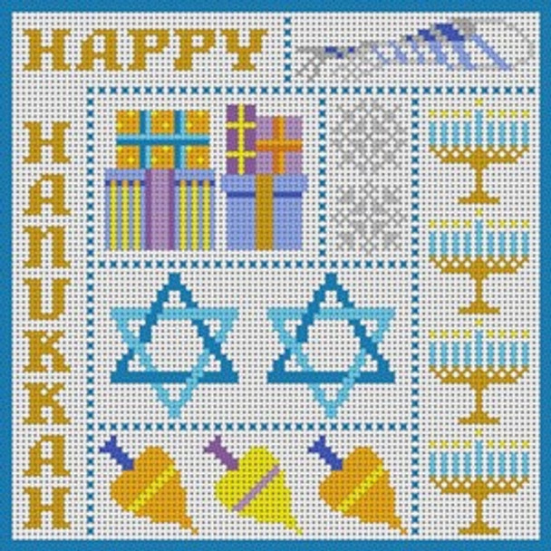 B-194 Happy Hanukkah 13 Mesh 71⁄4x71⁄4 Treglown Designs