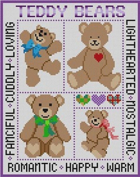 B-231 Teddy Bears 13 Mesh 81⁄4x101⁄2 Treglown Designs