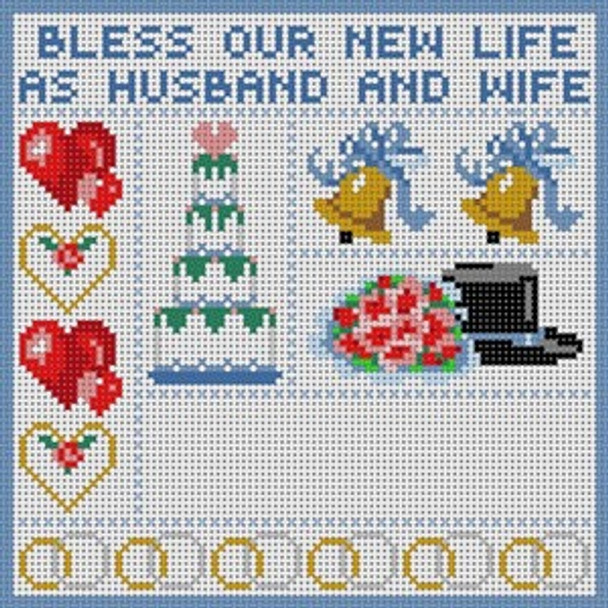 B-196 Wedding Sampler 13 Mesh 71⁄4x71⁄4 Treglown Designs