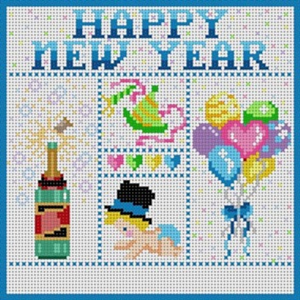 B-211 Happy New Year 13 Mesh 71⁄4x71⁄4 Treglown Designs