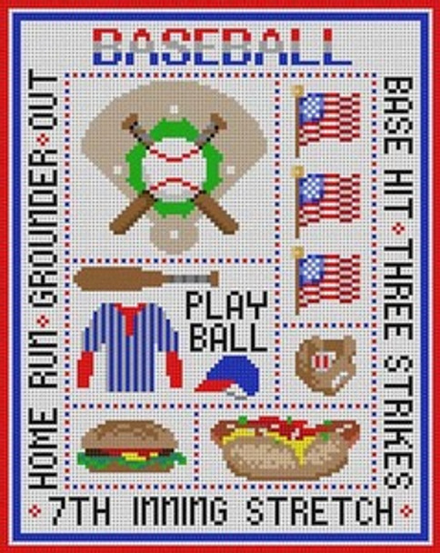 B-267 Baseball Sampler 13 Mesh 81⁄2x101⁄2Treglown Designs