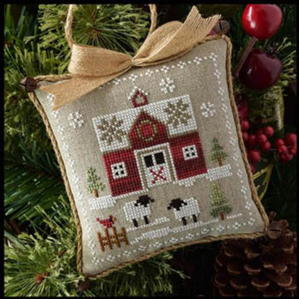 Farmhouse Christmas 1 - Little Red Barn 63 x 63 Little House Needleworks  17-2679