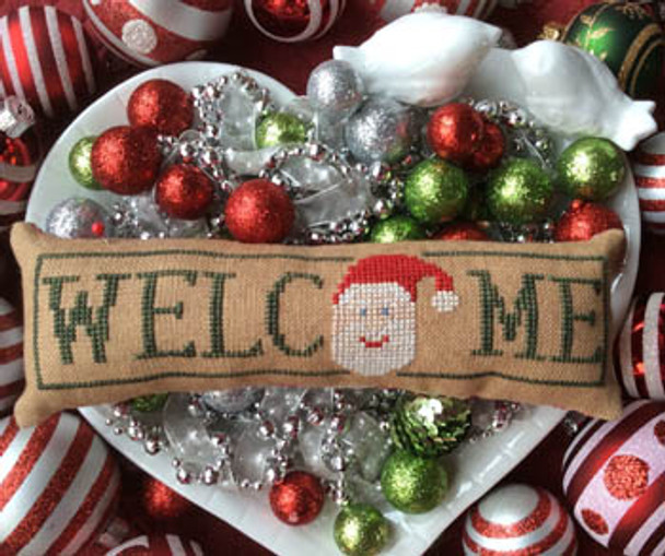 Wee Welcome - December Santa 26h x 108w Needle Bling Designs 17-2143  YT