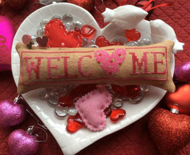 Wee Welcome - February Hearts 26h x 108w Needle Bling Designs 18-1022
