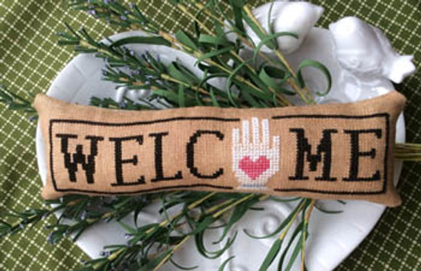 YT Wee Welcome - September Heart In Hand  26h x 108w Needle Bling Designs