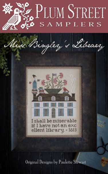 Miss Bingley's Library 113w x 147h Plum Street Samplers 18-2755 YT