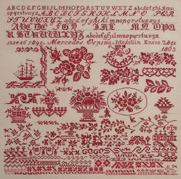 Mercedes Ospina 1863 306h x 314w Queenstown Sampler Designs 18-1659