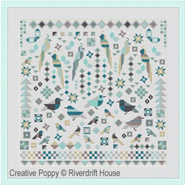 YT Birds Patchwork Style 170 x 171 by Riverdrift House