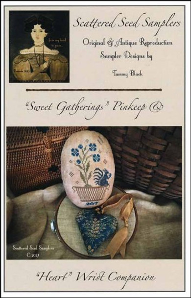 Sweet Gatherings Pinkeep & Heart  45W x 70H by Scattered Seeds Samplers 18-2474 YT