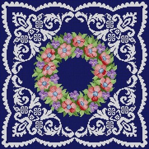 G-709 Floral Wreath Pattern 13 Mesh 14x14 Treglown Designs