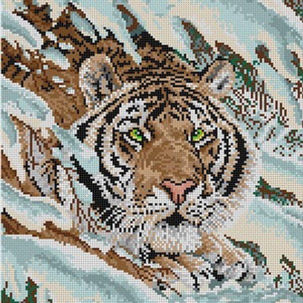 G-568 Tiger In The Snow 13 Mesh 101⁄2 x 101⁄2 Treglown Designs