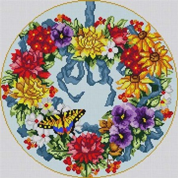 G-753 Monarch & Flowers 13 Mesh 14 x 14 Treglown Designs