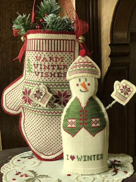 Fine Pair Snowman is 98w x 99h.  mitten is 90w x 133h by Needle's Notion, The 18-2308 YT