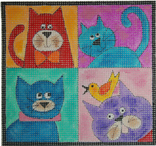 KK-113A 4 Of A Kind Cats 13 Mesh 6 x 6 Renaissance Designs 