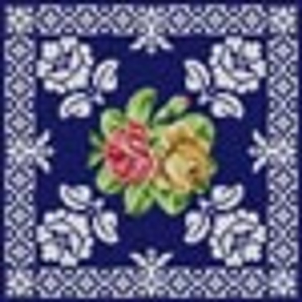 G-687 Roses & Lace On Blue13 Mesh 9x9Treglown Designs