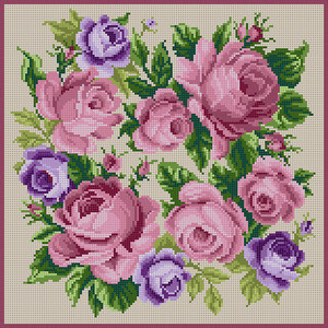 G-731 Roses Mauve 13 Mesh 12 x 12 Treglown Designs