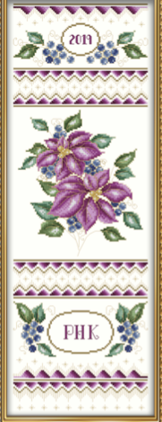 Pink Poinsettia Sampler 88x 272 Kitty And Me Designs