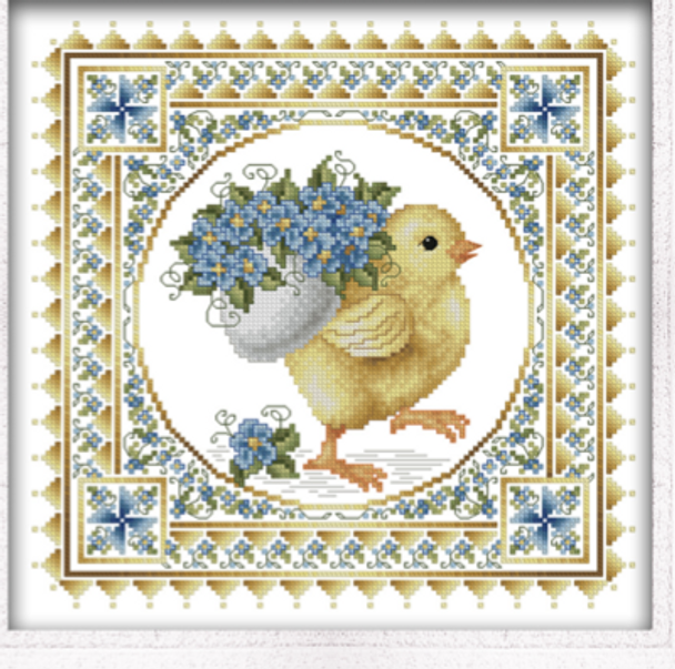 Forgetmenot Chick 131 Stitches Square  Kitty And Me Designs