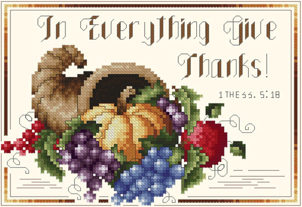 Give Thanks Cornucopia 98 wide X 70 high Kitty And Me Designs