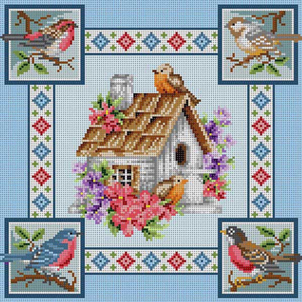 G-778 Birdhouse & Birds 13 Mesh 11x11 Treglown Designs