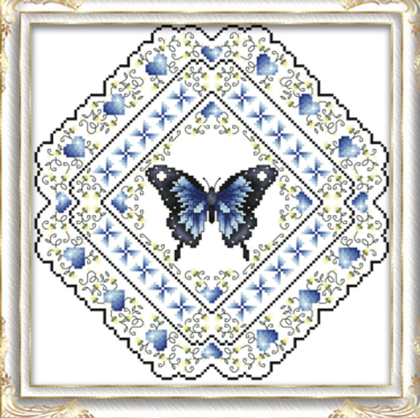 Butterfly Fantasy Blue 134 Stitches Square Kitty And Me Designs