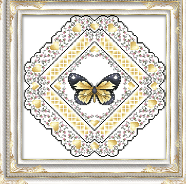 Butterfly Fantasy Yellow 134 Stitches Square Kitty And Me Designs