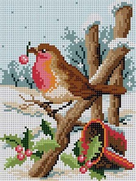 G-756 Bird In The Snow 13 Mesh 51⁄2 x 71⁄4 Treglown Designs