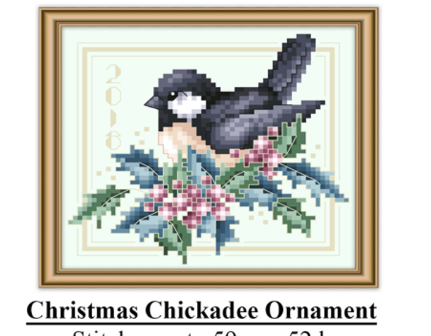 Christmas Chickadee Ornament 59 x 52     Kitty And Me Designs