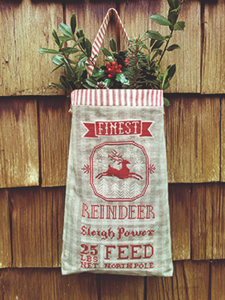 Reindeer Feed Sack 86w x 175h Carriage House Samplings 