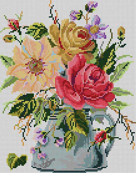 G-818 Vase Of Roses13 Mesh 81⁄4 x 101⁄2 Treglown Designs