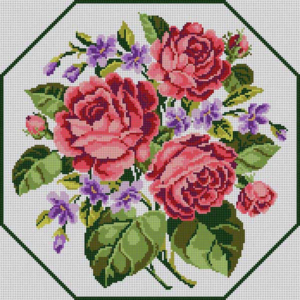 G-786 Roses & Violets 13 Mesh 131⁄4 x 131⁄4 Treglown Designs