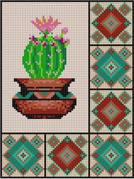 G-769B Cactus & Border #2 13 Mesh 6x8 Treglown Designs