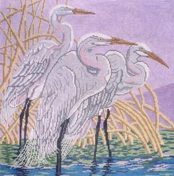 JB-1009 Great Egrets 13 Mesh 141⁄2 x 15 Jennifer Bellinger