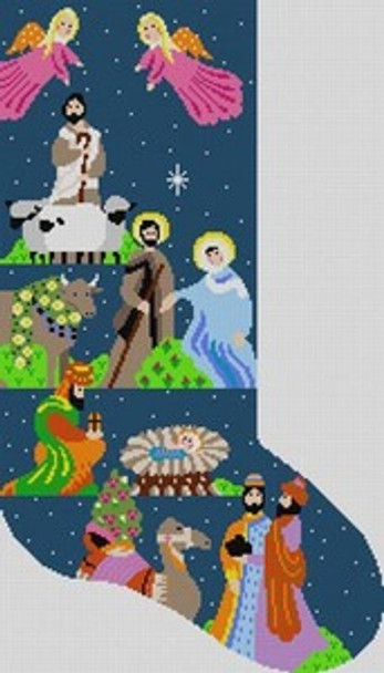 LP-072 Nativity Stocking 13 Mesh 12 x 21 Linda Pietz