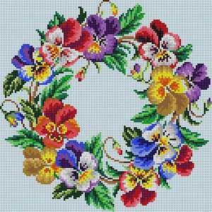 G-831 Pansy Wreath 13 Mesh 10 x 10 Treglown Designs
