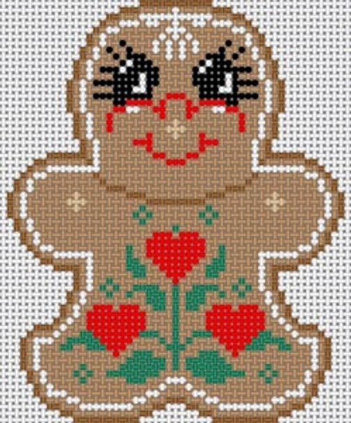M-056C Gingerbread Ornament 13 Mesh 4x5 Treglown Designs