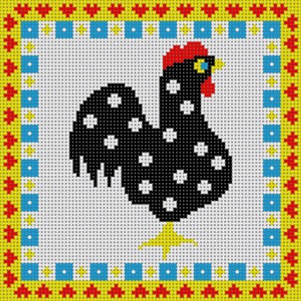 LP-096 Chicken with Border 13 Mesh 7x7 Linda Pietz